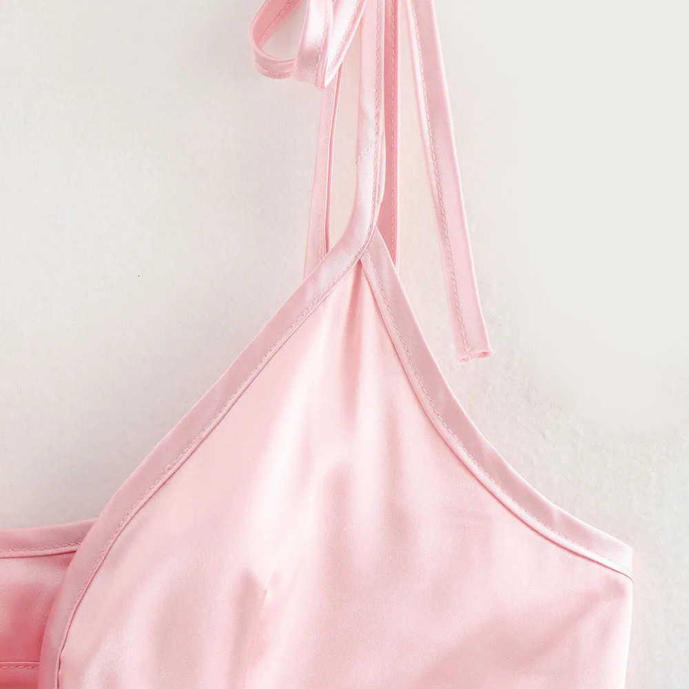 ZBZA Womens Sexy Satin Evening Dress with Folded Italian Noodles Shoulder Straps Ultra Thin Straps High Waist A-line Dress Spring/Summer Fashion Dress