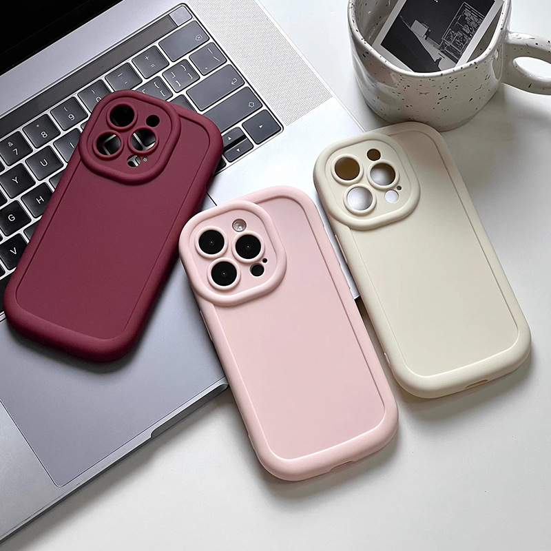 Luxury Cyber Red Puff Silicone Armor Case for IPhone 16 14 15 13 12 11 Pro Max X 8 Plus Lens All-inclusive Shockproof Protection