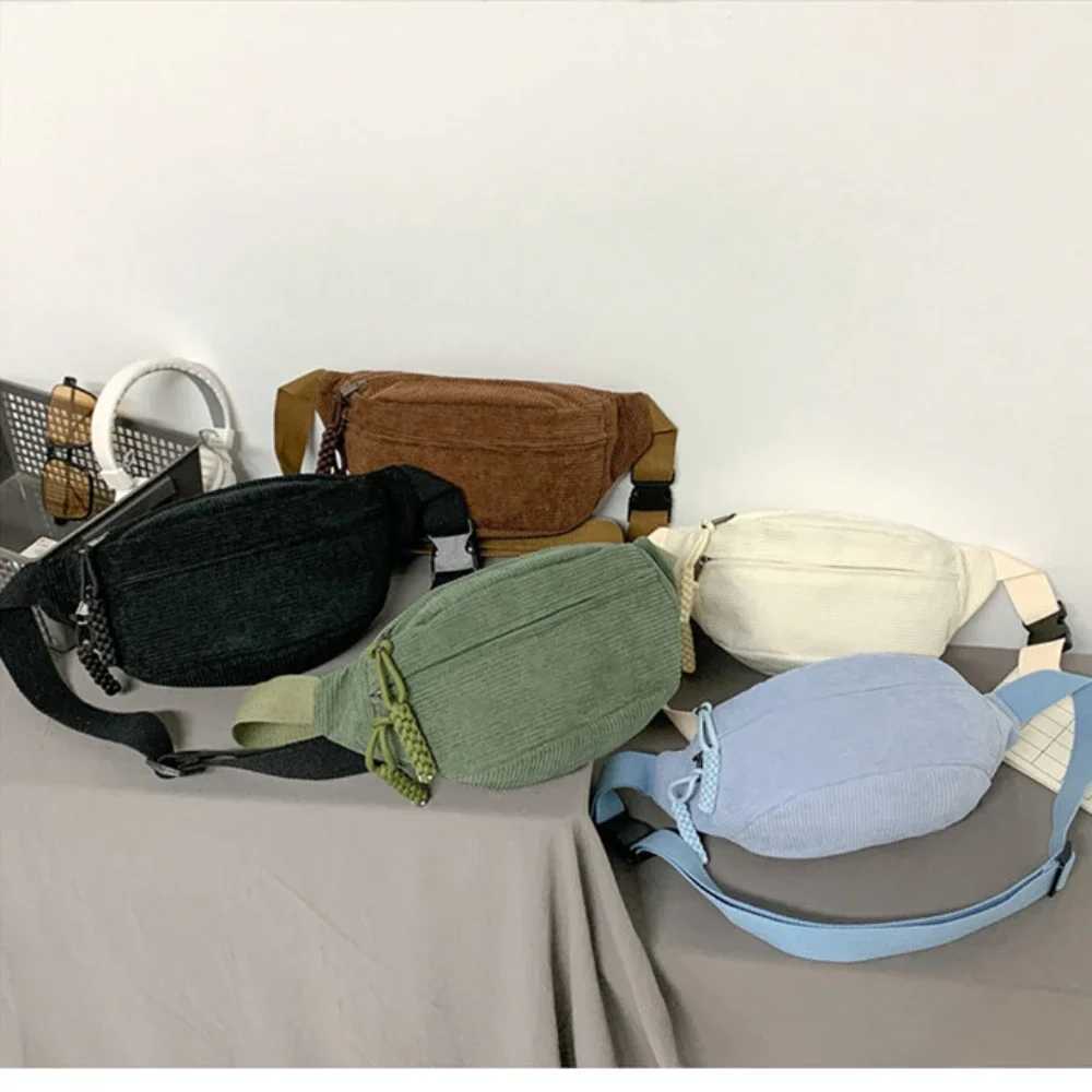 Womens waist bag with large capacity Corduroy Fanny Pack Street style chest bag fashionable shoulder cross body bag casual waist bag Z250407