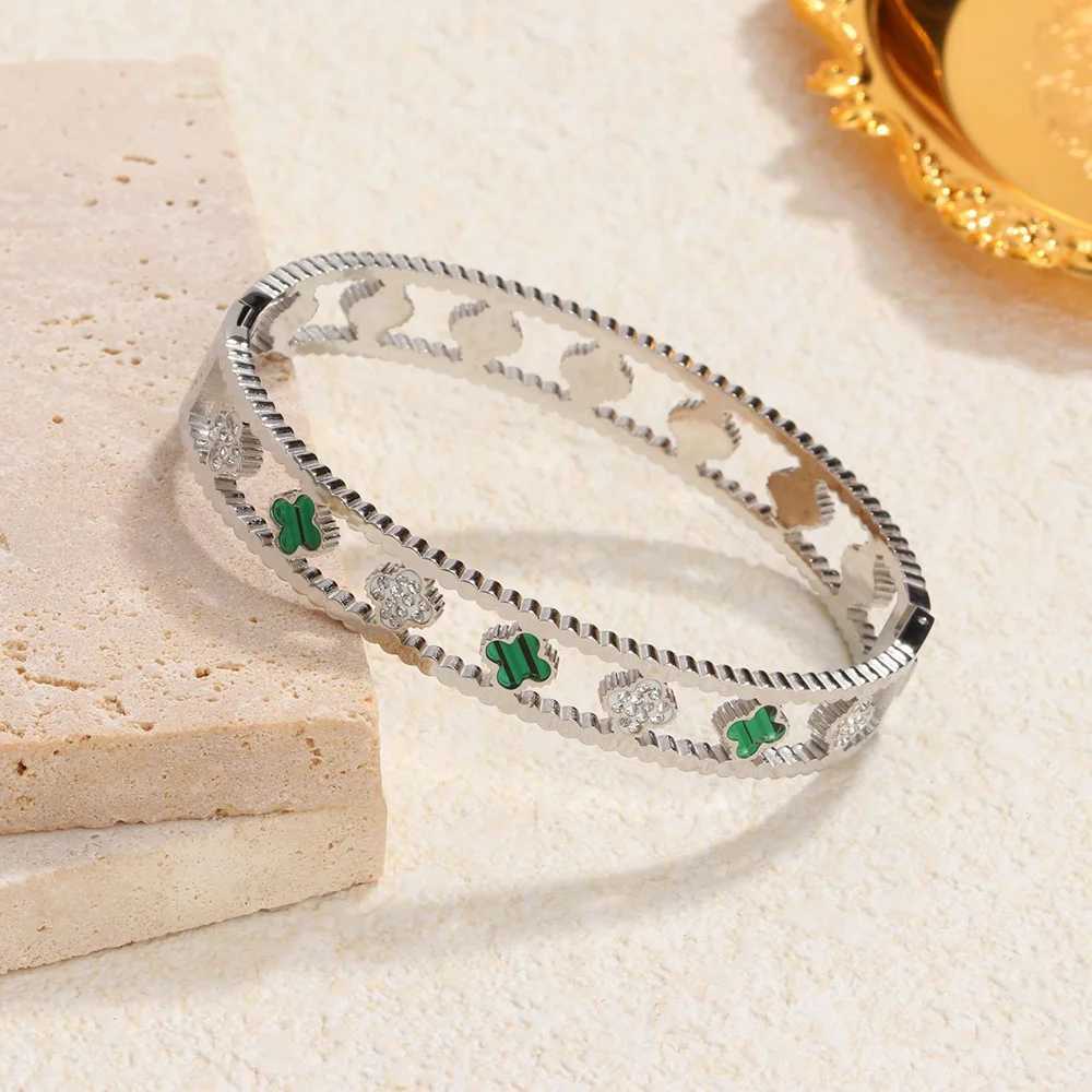 Classic zircon sier bracelet for wen high quty stainl steel gold plated hollow jewelryC250408