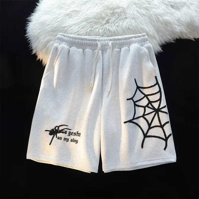 Plus Size M-8XL Mens Shorts Cartoon Cobwebs Spiders Print Shorts Sports Fitness Drawstring Shorts Mens Beach ShortsXJ250407