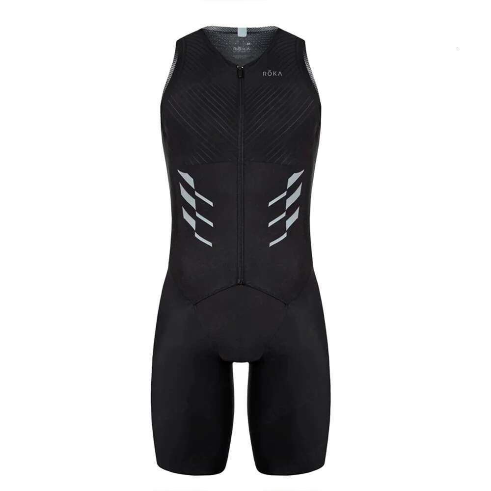 Summer ROKA Triathlon Skinsuit Men's Short Sleeve Tights Cycg Suit MTB Ropa Ciclismo Elastic Bike Running Swimming Bodysuit