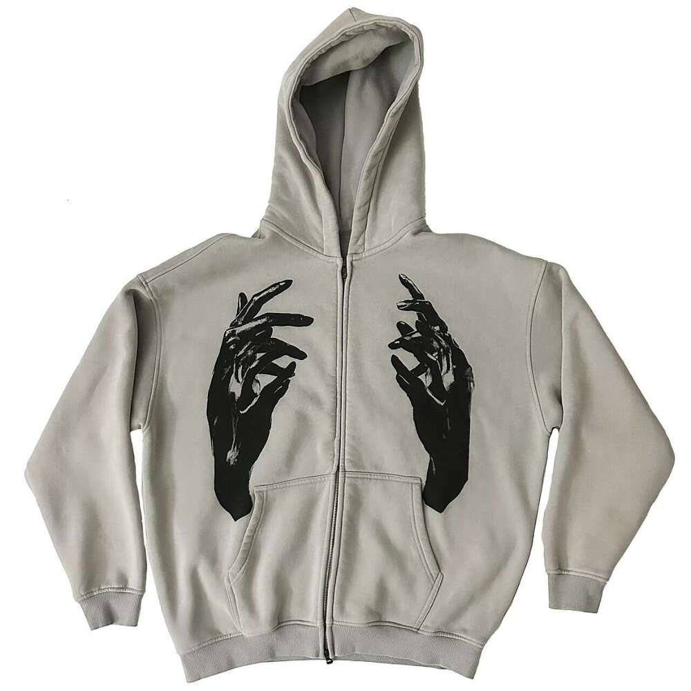 Street fashion trend design sense, unisex devil's hand print spring hoodie