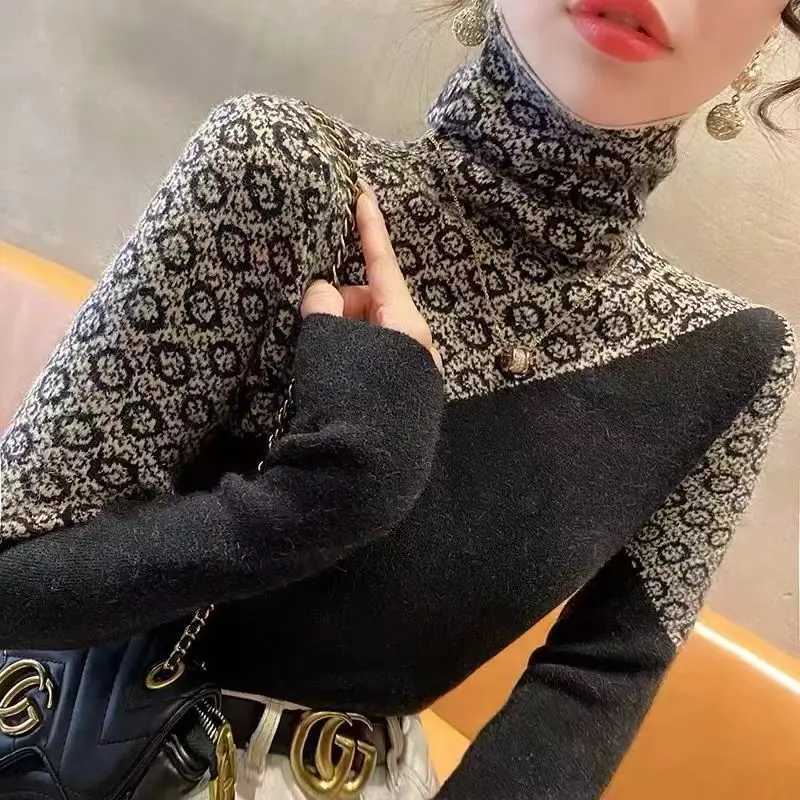Turtleneck Fashionable Autumn and Winter Base High-end New Color-blocking Casual Top Knitted Sweater C251110