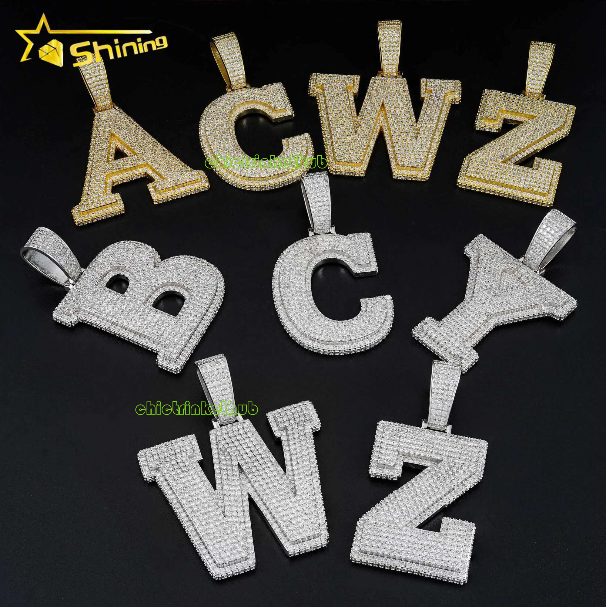 High Quality Bg Sier Fully Iced Out Custom Letter D Moissanite Hip Hop Pendant For Men