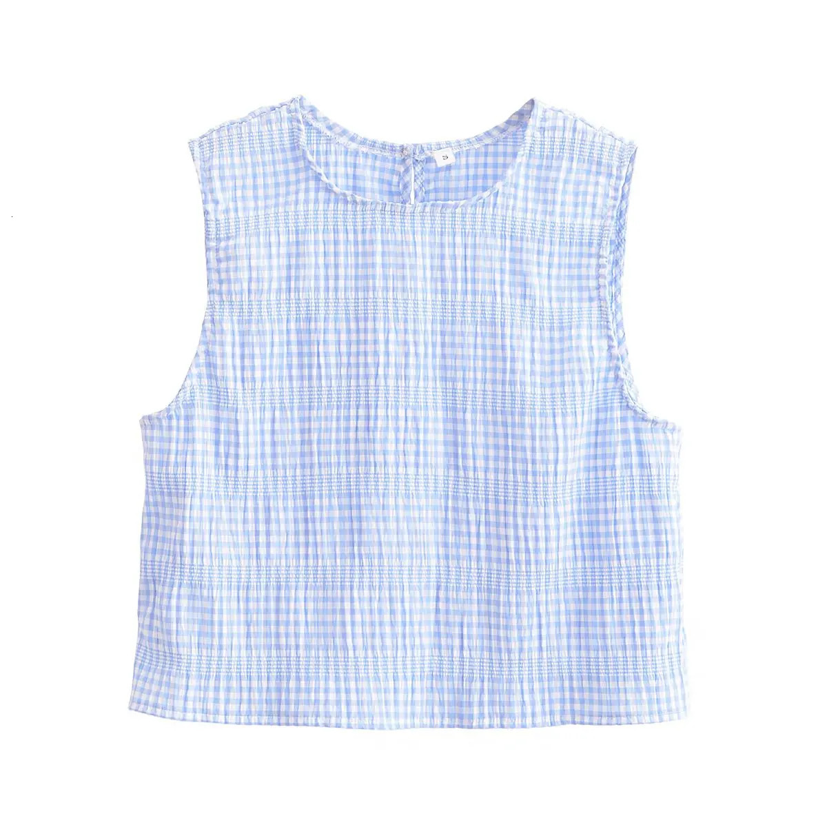 PB ZA Womens Set Sleeveless Checkered Top and Matching Skirt Elastic Waistband for a Casual and Stylish Look 250408