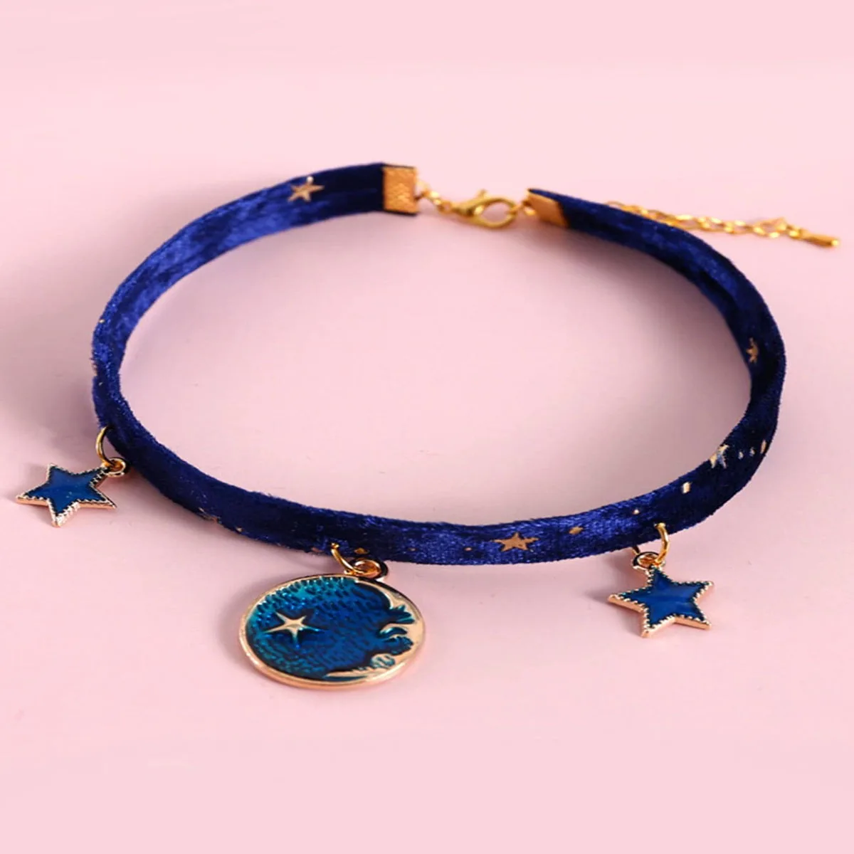1pc-Cute Cat Pendant Necklace Printed Star Puppy Collar Lobster Clasp Adjustable Extension Chain Pet topstamp