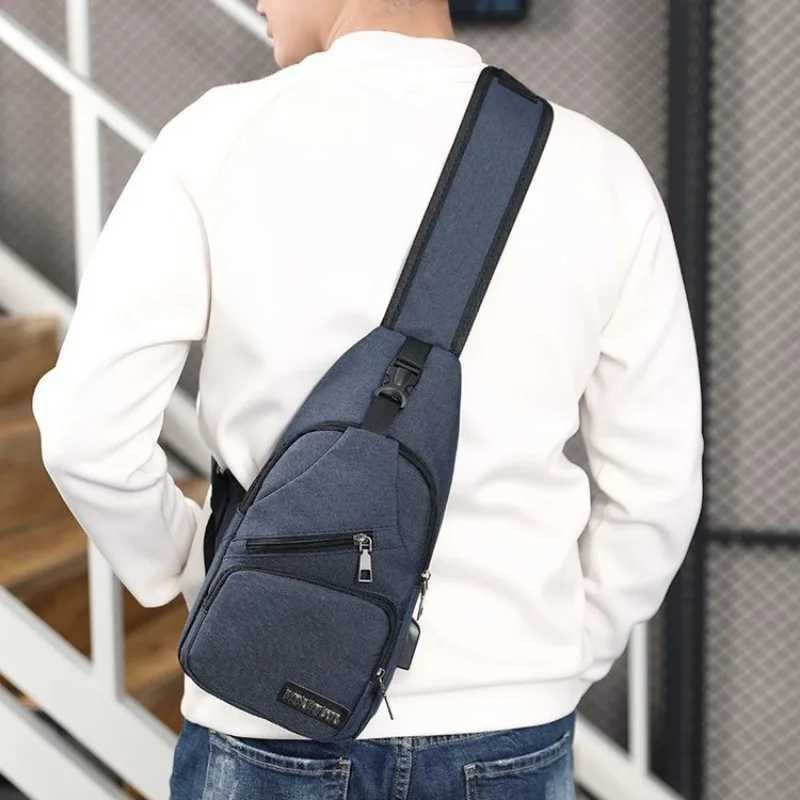 2019 new mens USB smart luggage cross body backpack shoulder bag casual canvas waist bag Z250407