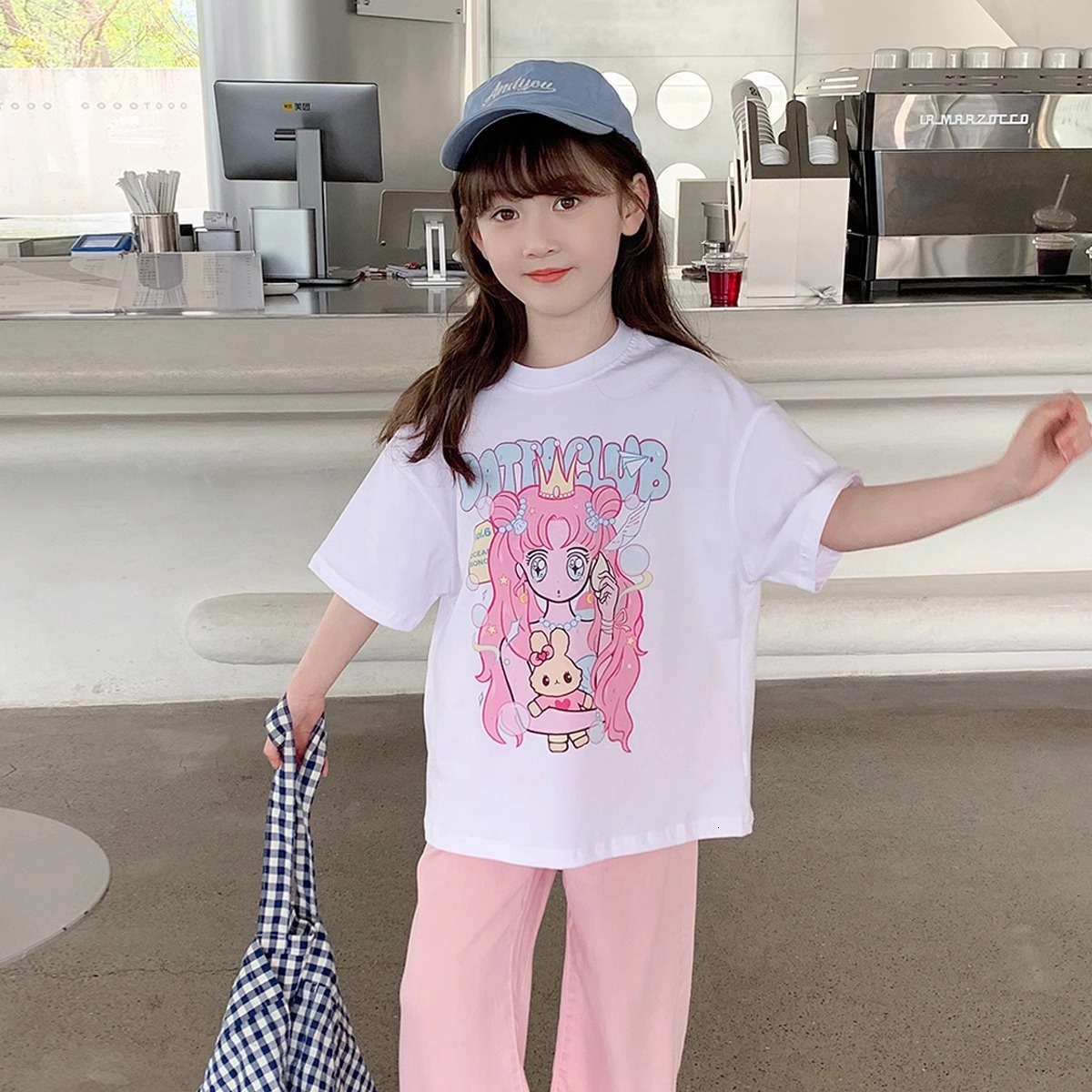 Ddmyshoesvip Girls Short Pure Cotton New Summer Loose Medium And Large Cartoon Print T Children S Half Sleeved T Shirt