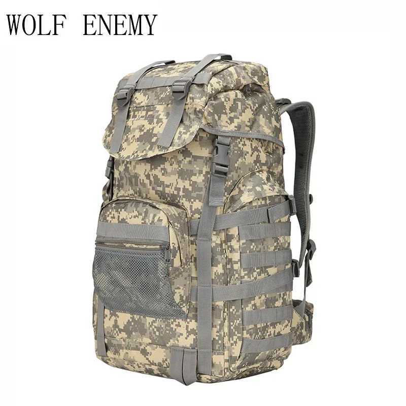 Outdoor Tactical Backpack 60L Hunting bag Trekking Sport Travel Rucksack Camping Hiking Camouflage Bag Assault KnapsackC250407