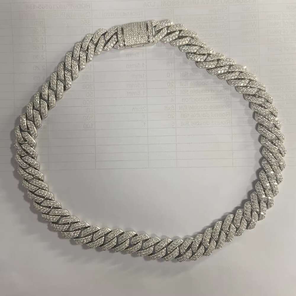 14mm wide 20 inch all white pyroxene Cuban hip-hop necklace