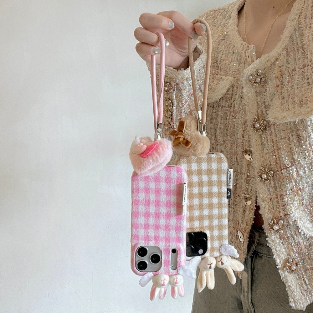 Autumn Winter Rabbit Head Solid Color Phone Case Compatible with iPhone 17/16 Pro Simple Anti-drop iPhone 15/14 Cartoon