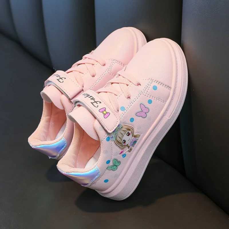 Zapatillas Childrens Shoes Childrens Casual Shoes Spring 2023 New Childrens Sports Shoes Leather Upper Girls Shoes White Shoes Board Shoes W250407