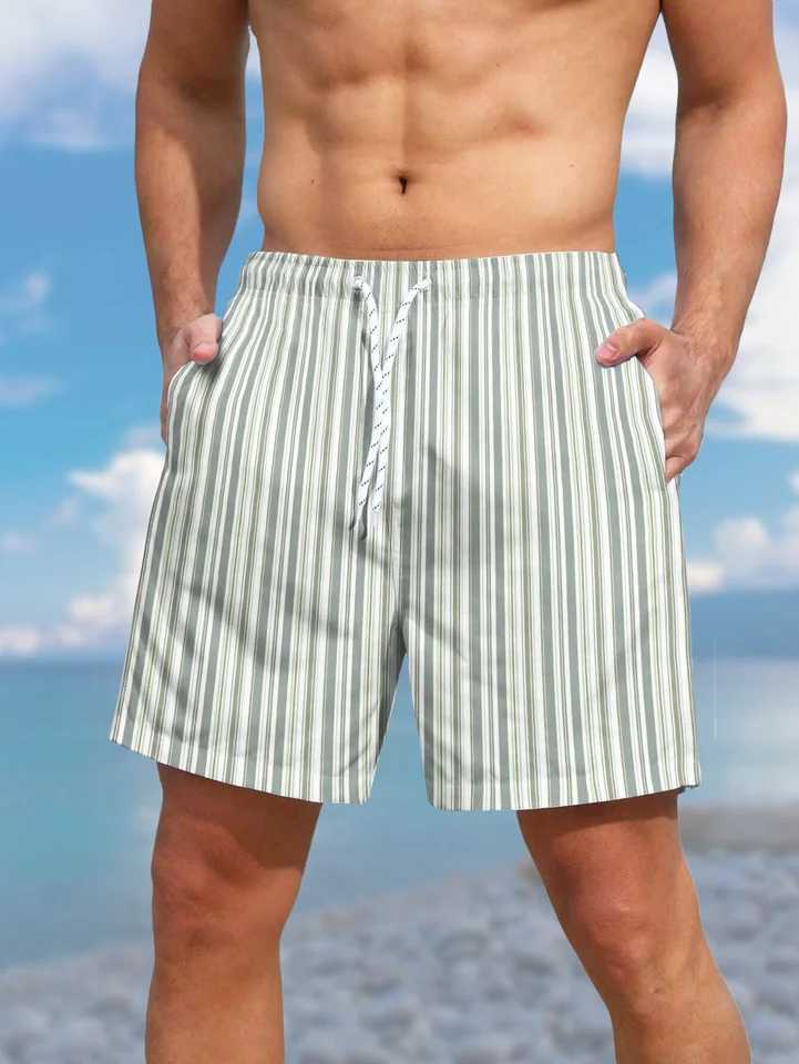 3D printed mens swim trunks quick drying mens swimsuits mens striped swimsuits with pockets swimming sets chessboardXJ250407