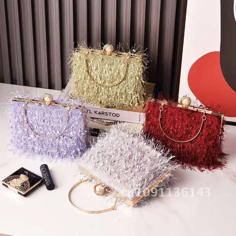 Bury Shoulder Tassels Designer Handbag 2023 Top Quality Pearl Buckle Women Evening Bag Tote Crossbody Party Purse