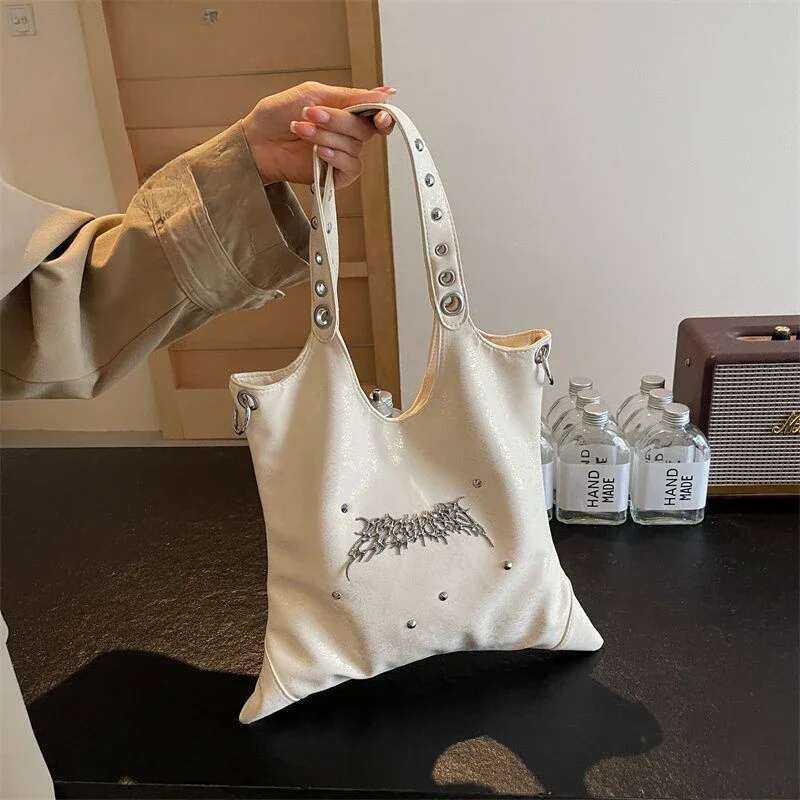 Y2k Aesthetic Punk Gothic Shoulder Underarm Bag Korean Women Fashion Trendy Handbags Streetwear Casual Design Tote Bags