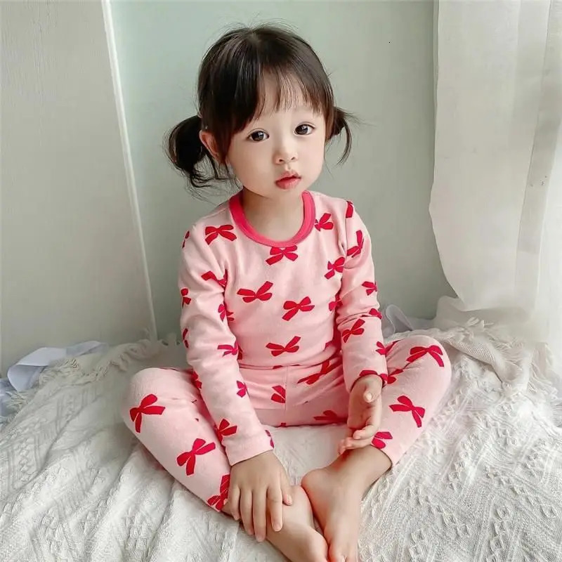 Childrens Pajamas Set Cartoon Cherry Kids Sleepwear Baby Girl Clothes Velvet Pyjama Infant Nightwear For Korean Girl Loungewear 250407