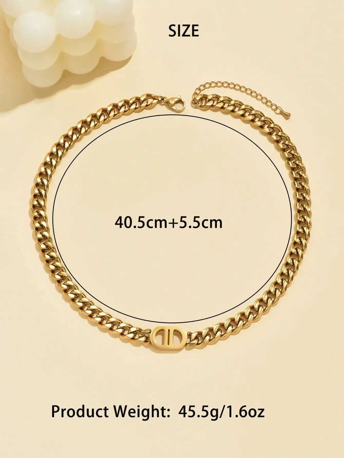 Fashionable double D-chain stainless steel necklace bracelet can be worn by both men and womens party jewelry Y250408