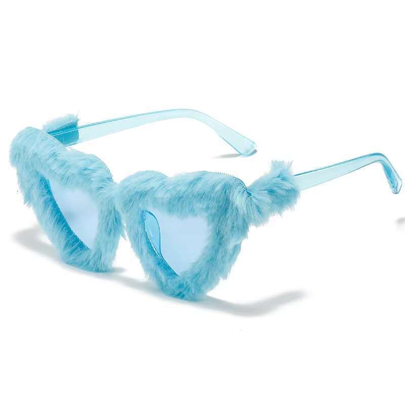 Aodun Light Colour Trend Fashion Heart Shaped Plush Sunglasses