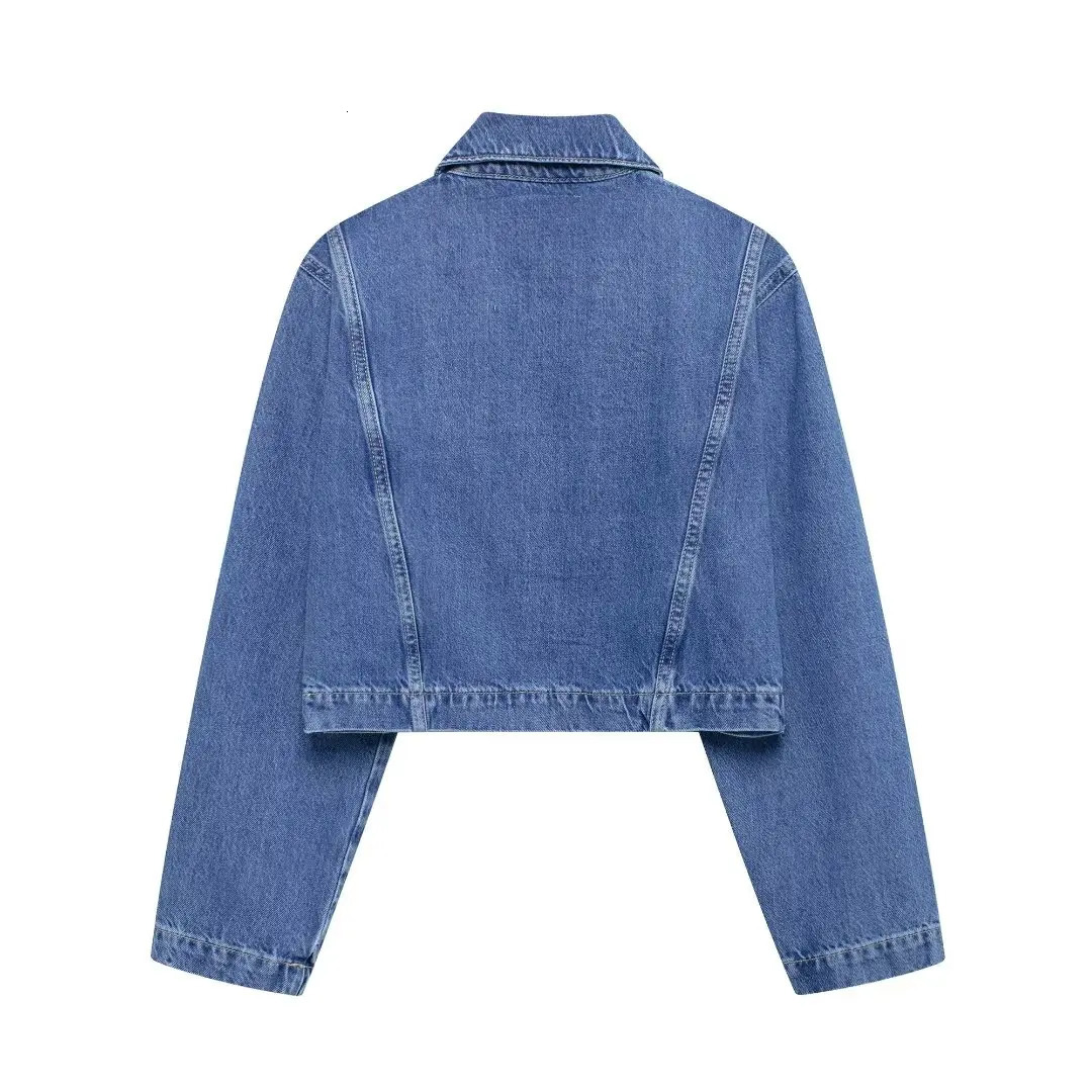Autumn Womens Fashion Warm and Casual Large Pocket Denim Jacket 250407