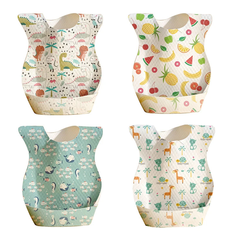 Disposable Baby Bibs Burp Cloths Waterproof Cartoon Toddler Baby Stuff for Feeding Portable Travel Infant Baby Accessoriy 10Pcs 250407