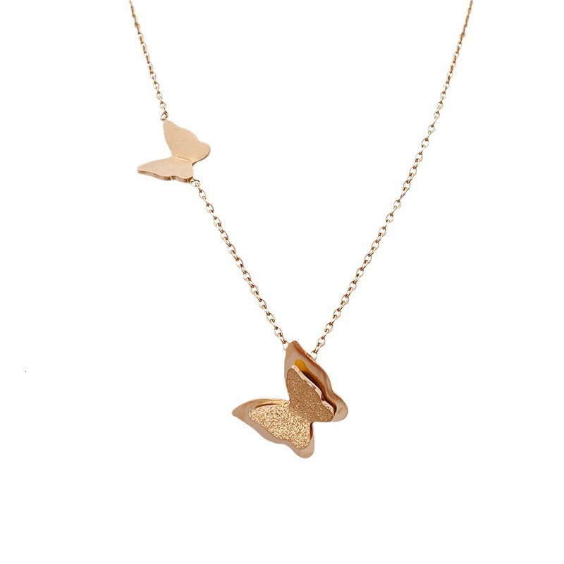 A stylish titanium steel butterfly necklace for women, with neck lock bone chain that does not fade and is a trendy accessory