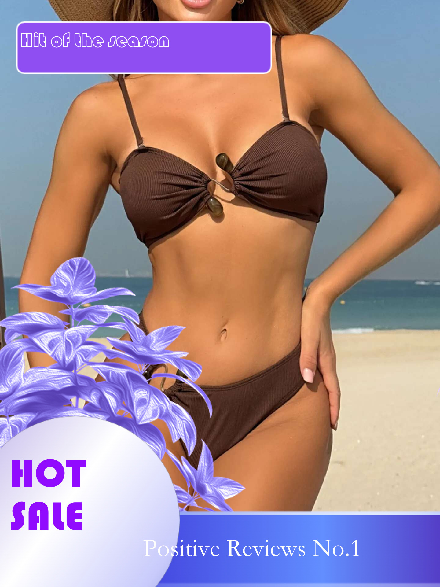 Dongdumaoyi Sexy Hollow Bead Ornament Swimsuit Women Coffee Pleate Push Up Bra Thong Bikini Summer Bathing Suit Micro Swimwear Biquini