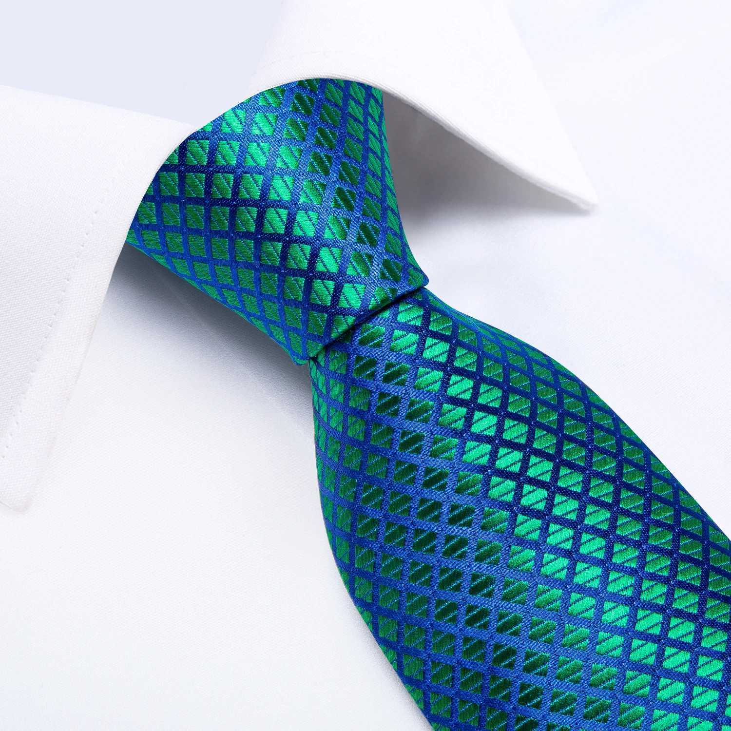 DiBanGu Men Necktie Teal Blue Paisley Designer Silk Wedding Tie For Men Tie Hanky Cufflink Tie Set Business Party Dropsing X250407
