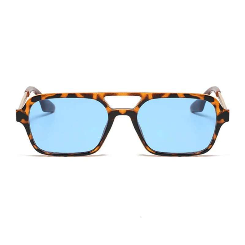 Small Vintage Square Sunglasses Women Brand Designer Mirror Sun Glasses Female Fashion Retro Leopard Frame Blue Oculos De Sol