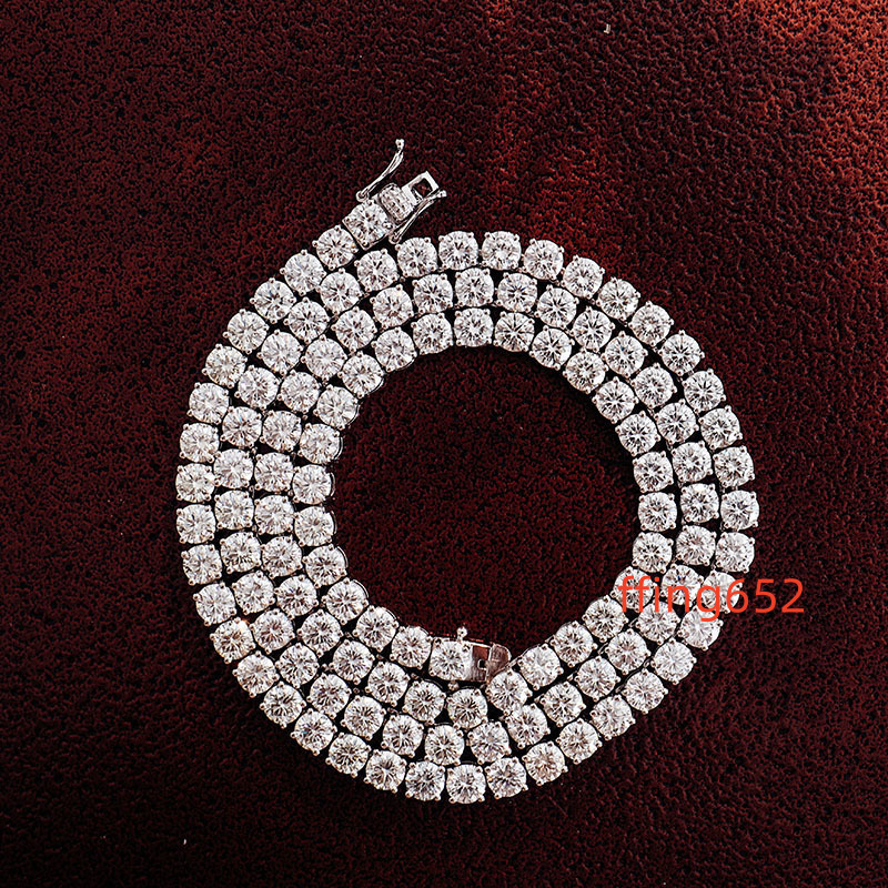 Wholesale 3mm Moissanite Necklace for Women 925 Silver Tennis Jewelry Necklace for Hip Hop Diamond Necklace