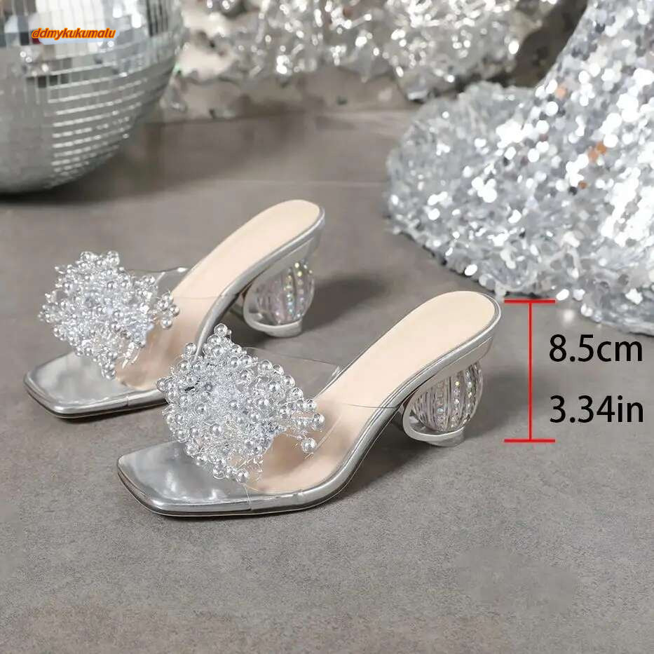Aneikeh 2025 New Women's Water Dia wer Sandals with Transparent Thick Bottom Party Dress PVC Slippers Mules High Heels ddmykukumalu