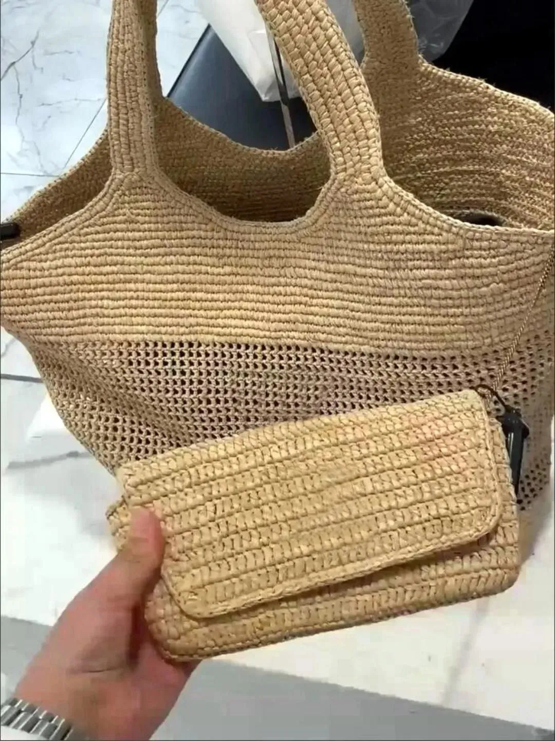 Designer Bag Fashion Raffias Straw Shoulder Bags Luxury Handbags Womens Large Capacity Beach Bag 3 Color Luxuries Top Quality Genuine Leather Tote With Metal Letter