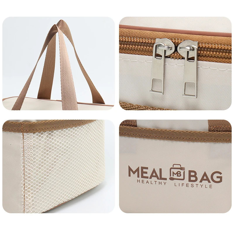 Portable lunch bag food insulation box waterproof shoulder strap handheld fresh aluminum DH 250401