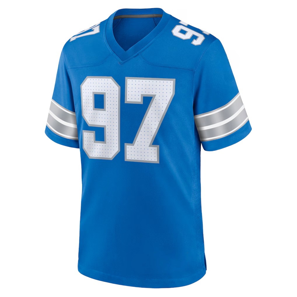 Free Shipping American Famou Sports Detroit Football jerseys with men women youth customized #14 St Brown #16 Goff #58 Sewell #97 Hutchinson