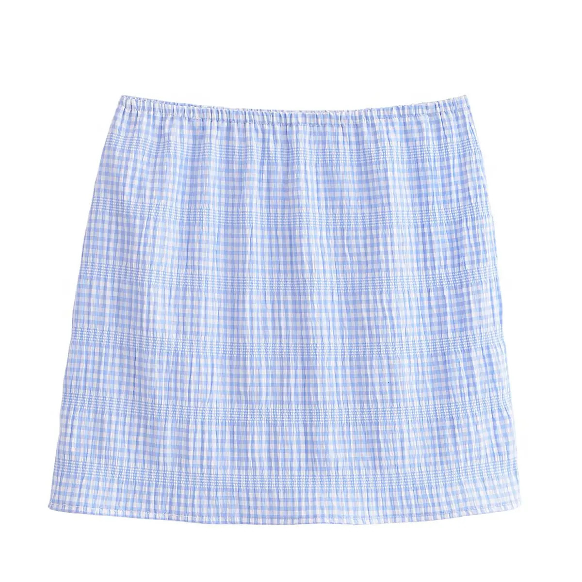 PB ZA Womens Set Sleeveless Checkered Top and Matching Skirt Elastic Waistband for a Casual and Stylish Look 250408