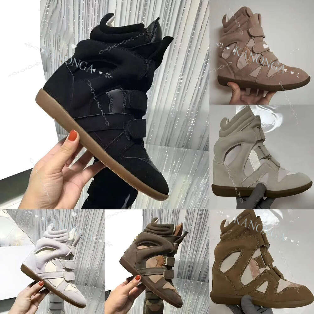 Size 35-42 Deisgner Brand Isabel Marrantss Hot Sale-Black Genuine Leather Winter Boots Bekett Leather-Trimmed Suede Wedge Sneakers Fashion Show New Shoes