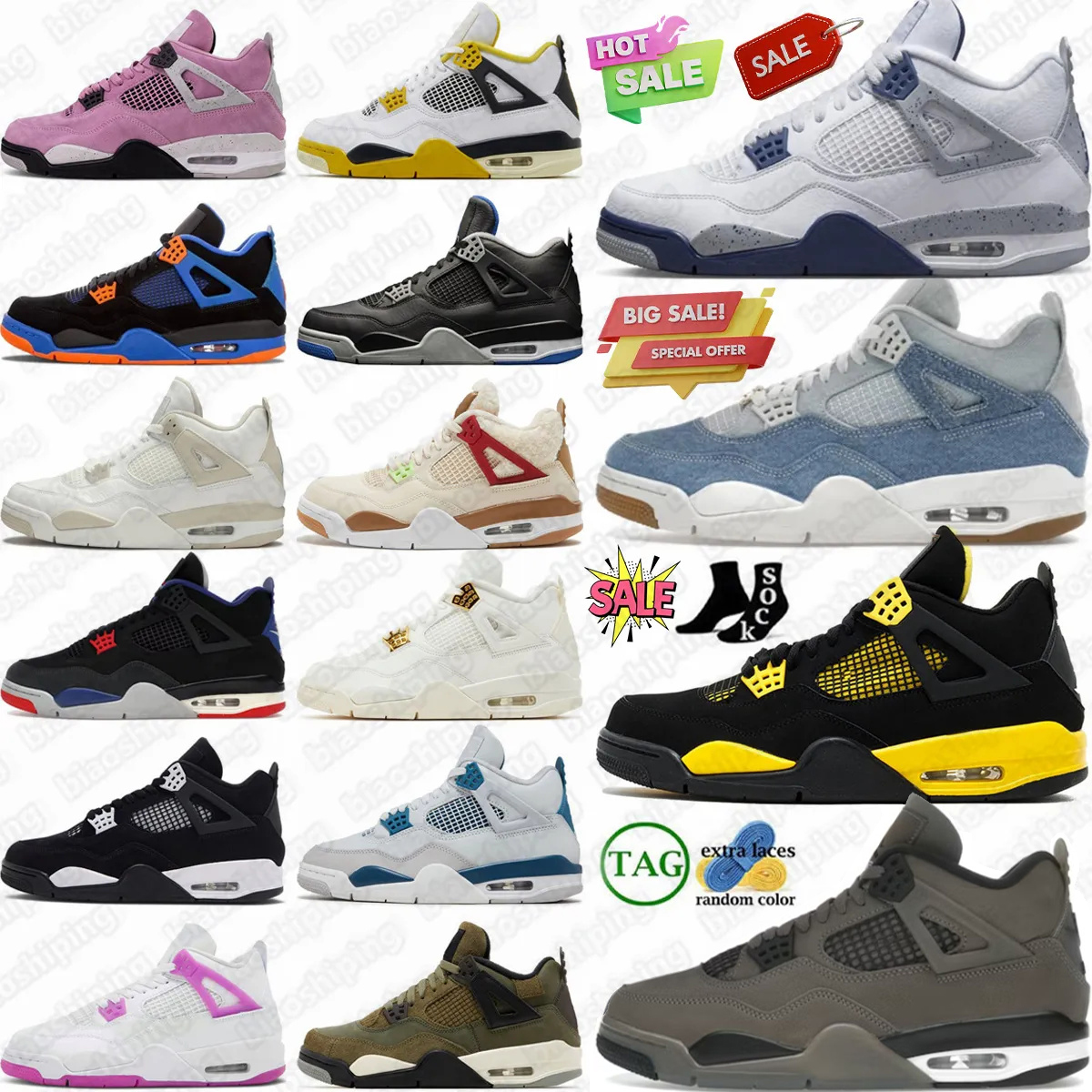 jump mans 4 4s 4shoes men basketball shoes sneaker White Cement Rare Fear Undefeated Navy Denim Worn Blue Cave Stone Forget Me Not Military Bred Reimagined