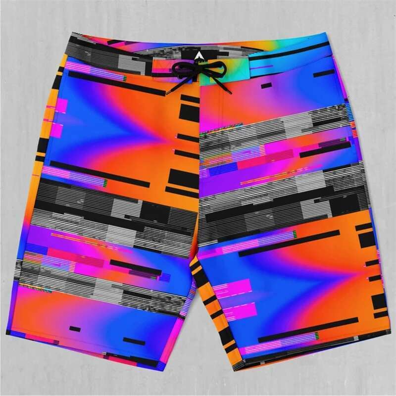 Hip Hop Street Casual For Men Neon Style Personality Music Carnival Party Beach Shorts Summer Trend Short Pant