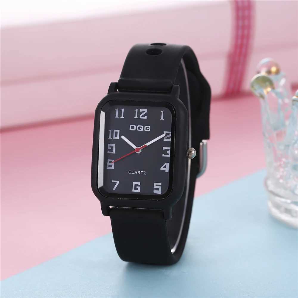 Fashion Sports Womens DQG Brand Watch Simple Rectangular Number Womens Quartz Watch Casual Silicone Strap Dress Gift Watch Y250407