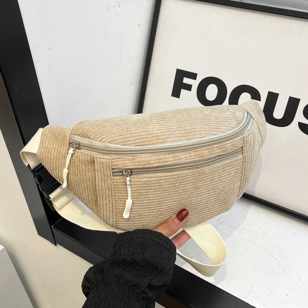 Womens waist bag Corduroy Student shoulder bag Crossbody chest bag Fanny Pack fashion phone womens shoulder strap wallet Z250407