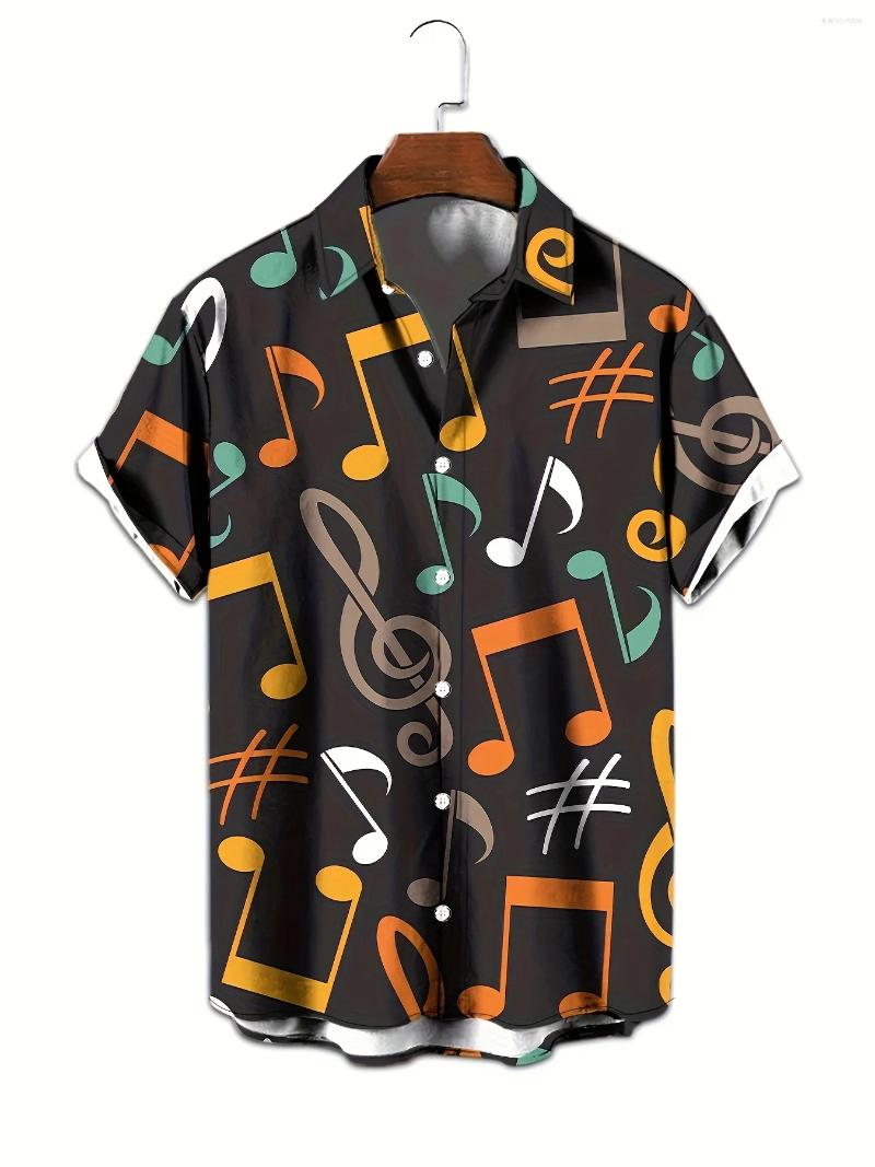 Men's Casual Shirts Musical Instrument Graphic Shirt Fashion Personality Streetwear Party Loose Oversized Button Short Sleeve