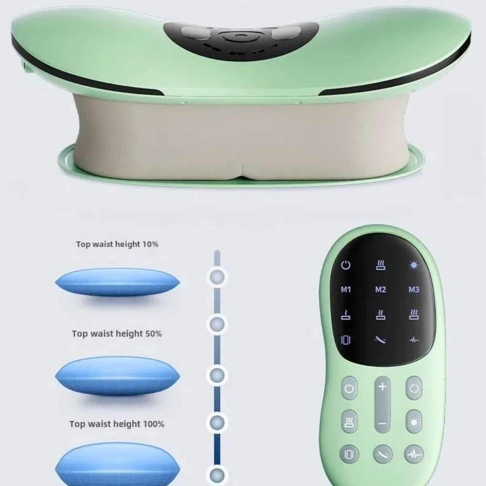 Electric Lumbar Traction With Heat, Adjustable Vibration Iatable Back Stretcher Device Waist Spine Support Massager