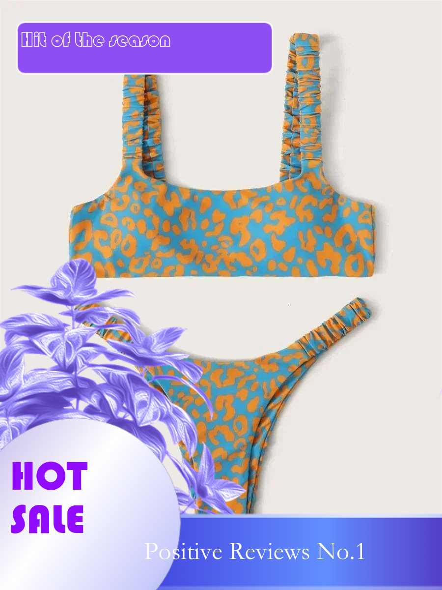 Dongdumaoyi Sexy Orange Leopard Print Bikini Set Women Push Up Thong Swimsuit Beach Cut Out Bathing Suit Micro Swimwear Trajes De Ba O