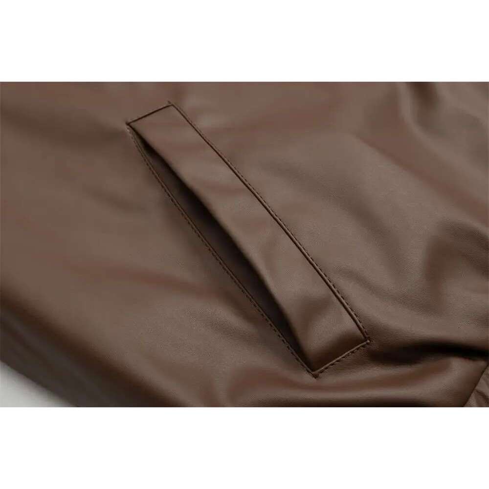 2025 Letter Embroidery Quilted Leather Mens Winter Thick Retro High Street Lapel Long Sleeve Padded Jacket Men