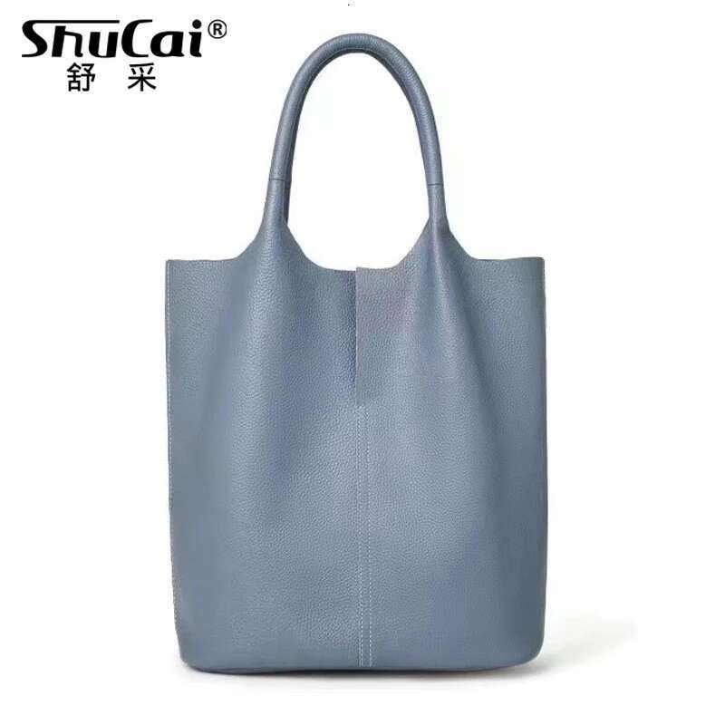 Genuine Women's Bucket New Soft Leather Handheld Shoulder Fashion Female Large Capacity Tote Bag