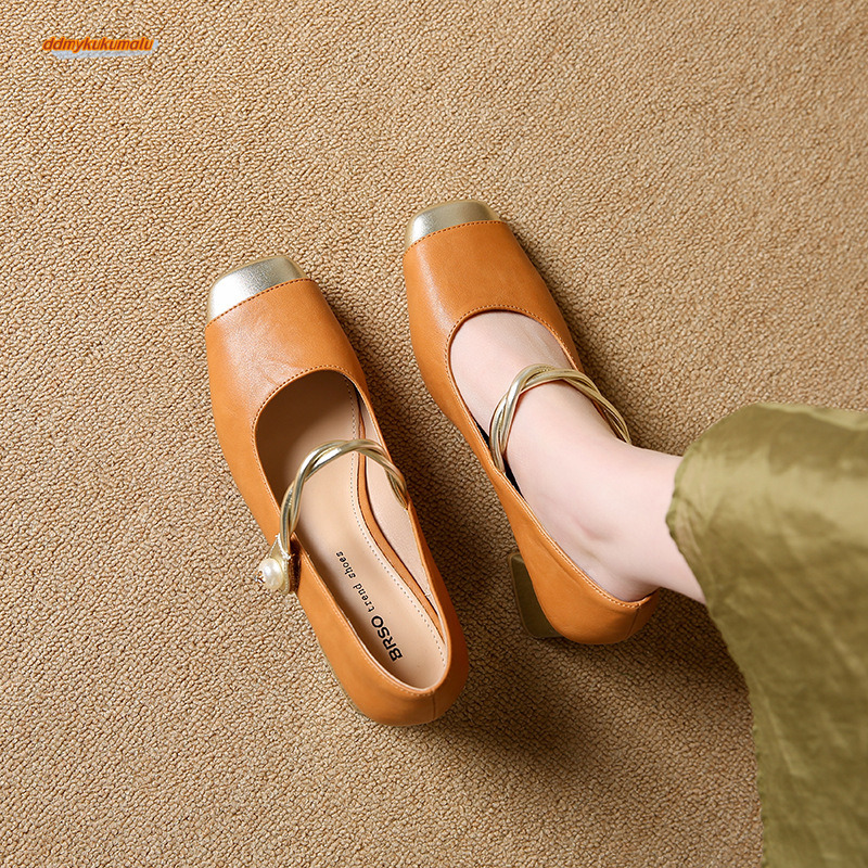 Xiaoxiangfeng Mary Jane High Spring 2025 Summer Match Skirt French Single Comfortable Coarse Heels Women's Shoes ddmykukumalu ddmykukumalu