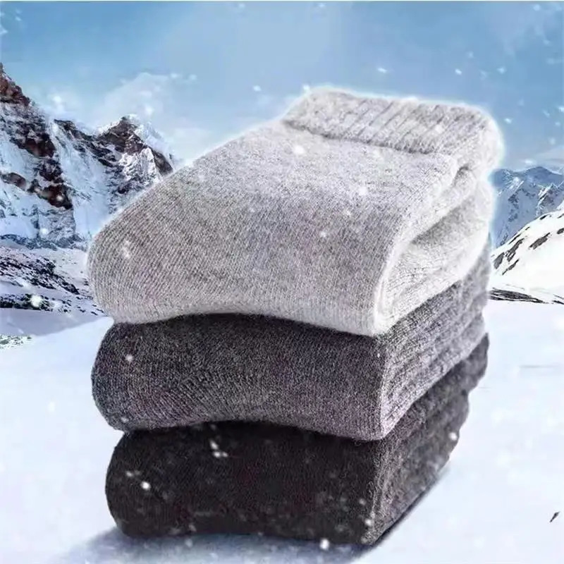4PairsLot Mens Winter Super Thick Thermal Socks Wool Men Women Solid High Quality Merino Cold Snow Warm 251107