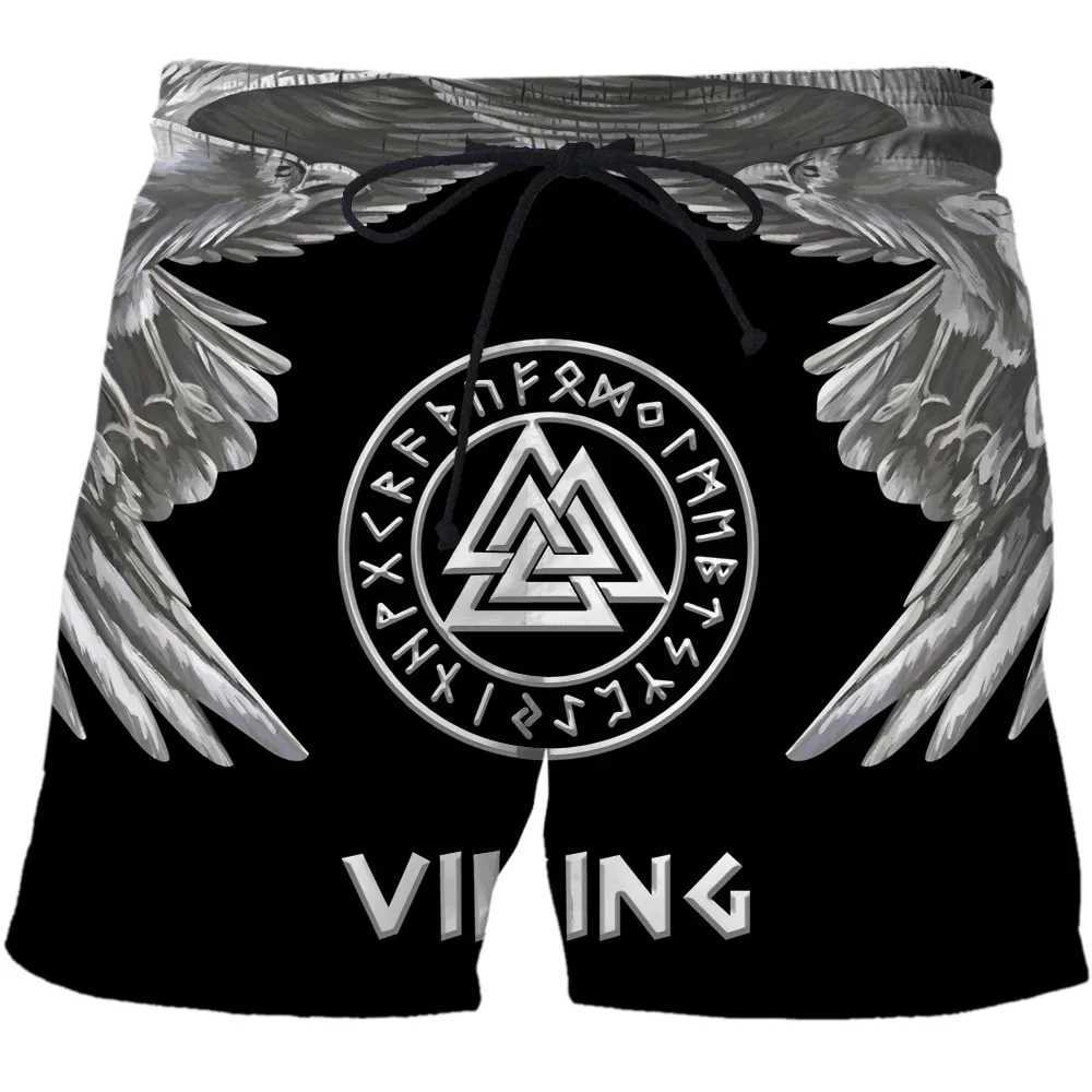 Viking Mythology Valhalla Totem 3D Printed Beach Shorts Graphic Mens Casual Sports Shorts Summer Surfing Shorts Comfortable ShortsXJ250407