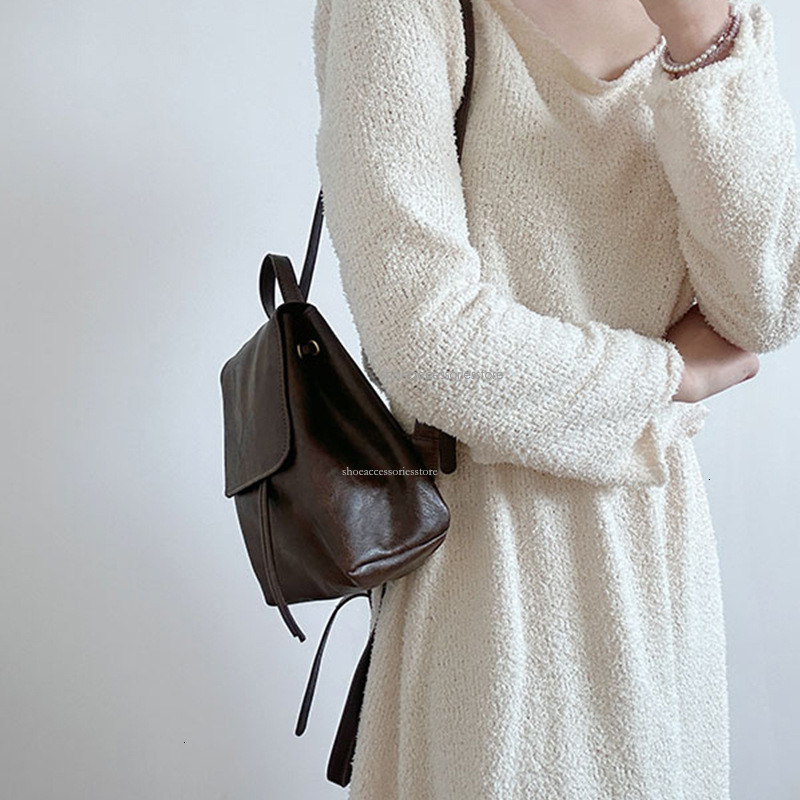 Designer High-end Leather Backpack Women's Compact American Brown Backpack With New Instagram Minimalism And Multifunctional Shoulder Bag Small B