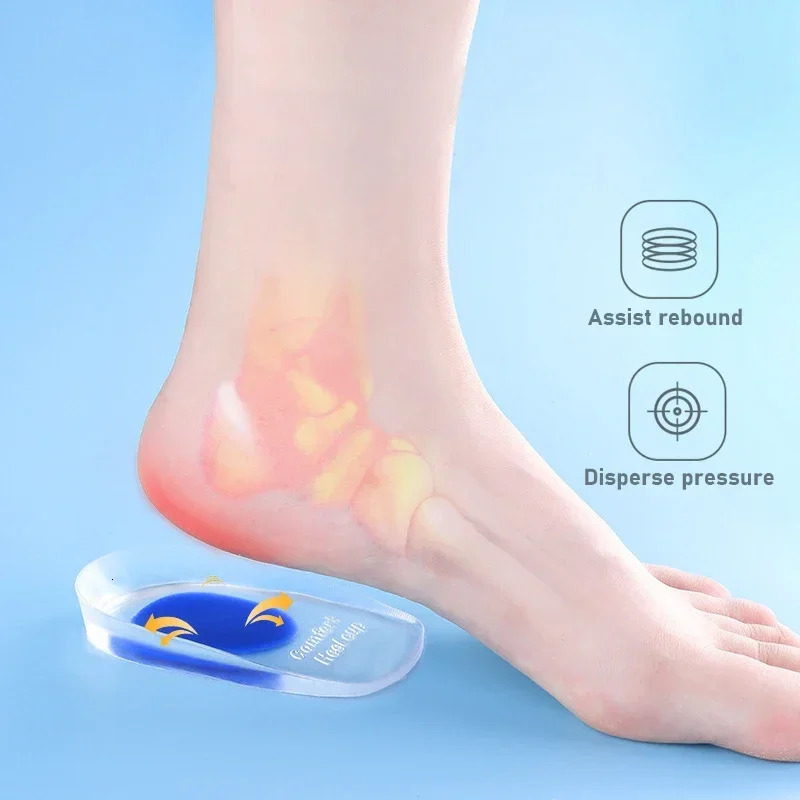 Silicone Gel Insoles Pain Heal Cushion Bone Spurs Pain Relief Heel Cushion Thickened Soft Half-Size Shoe Sole Insole Heel Pad 250408